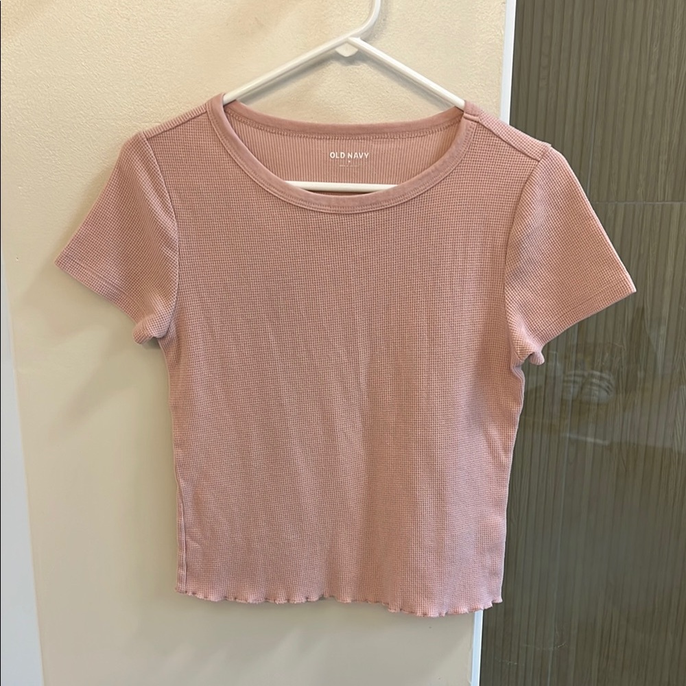 Pink Ruffle Hem Crop